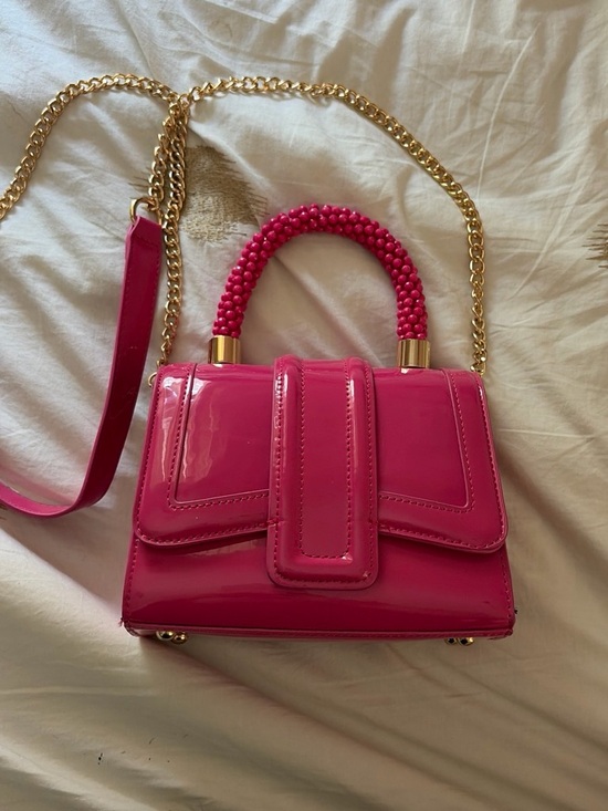Essentials NYC Handbags - Hot Pink Mini Top-Handle Bag with Gold Chain Strap